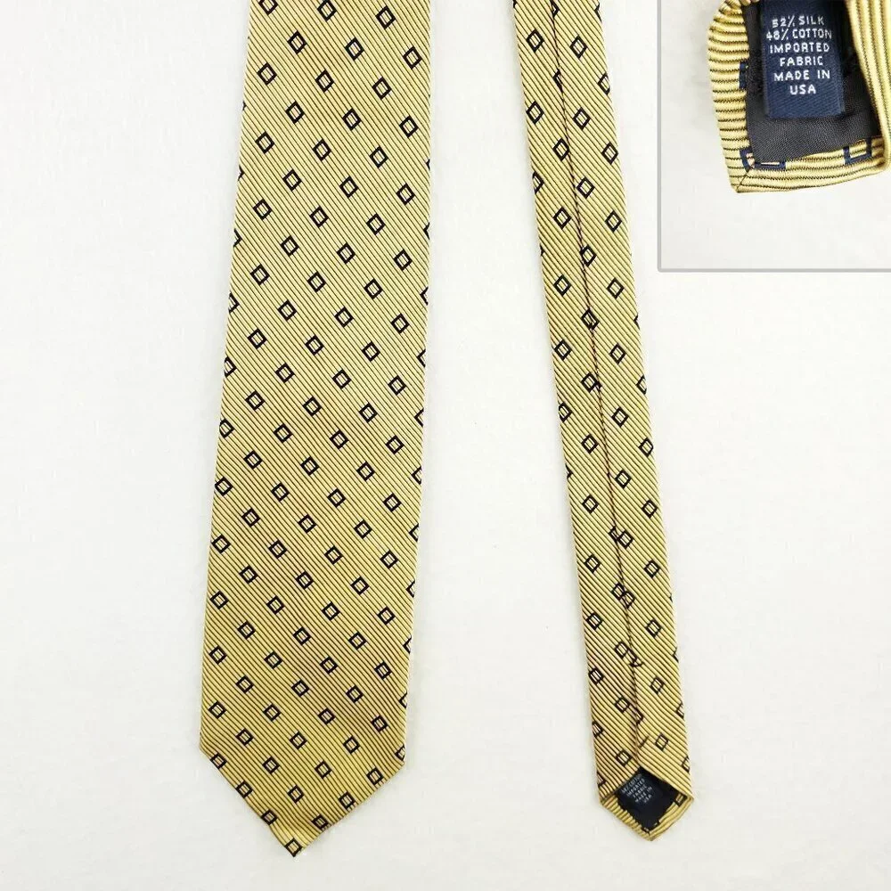 Brooks Brothers Makers Geometric Neck Tie Silk Cotton Textured 60
